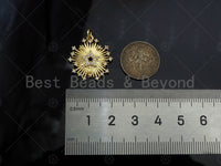 CZ Micro Pave Radial Five Star flower Shape Pendant/Charm,Cubic Zirconia Charm, Necklace Bracelet Charm Pendant,21x19mm, Sku#L509