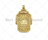 18K Gold Sun Face Cresent Moon Medallion Pendant/Charm,Two Sided Rotating Charm, 22x36mm,Sku#LK249 Bestbeads&Beyond