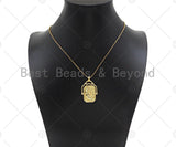 18K Gold Sun Face Cresent Moon Medallion Pendant/Charm,Two Sided Rotating Charm, 22x36mm,Sku#LK249 Bestbeads&Beyond