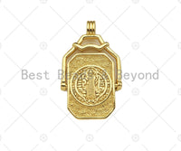 18K Dainty Gold Medallion Pendant/Charm,2 Sided Rotating Charm, Necklace Bracelet Charm Pendant,22x36mm, Sku#LK250