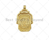 18K Dainty Gold Medallion Pendant/Charm,2 Sided Rotating Charm, Necklace Bracelet Charm Pendant,22x36mm, Sku#LK250