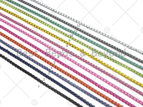 26 COLORS!!! Enamel Box Chain/Necklace, Enamel Pop Chain Necklaces, Colored Metal Necklace, Wholesale Enamel Chain,3mm,sku#M398