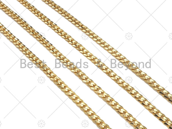 5x7mm High Quality Flat Curb Chain by Yard, 18K Real Gold plated Gold Plated Cuban Chain, Wholesale bulk Chain, sku#M396