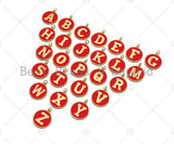 New Trendy Red Gold Enamel Initials Letter Charm/Pendant, Enamel Initial Alphabet Letters, Custom Naming Pendants, 25x28mm,sku#ML37