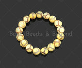 Quality Natural Yellow Tibetan Agate Stretchy Bracelet, 8mm/10mm/12mm Elastic Fit Round Smooth, 7.5'' Football Bracelet,Sku#U1125