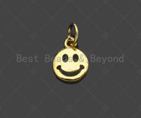 18K Dainty Gold Cute Smiley Face Shape Pendant/Charm,Smiley Face Charm, Necklace Bracelet Charm Pendant,8x10mm, Sku#Z1298 Bestbeads&Beyond