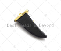 Black White Red Blue Horn Shape Pendant with Gold Finish, Colorful Micro Pave CZ Pendant,Gold Horn Pendant,14x30mm, sku#L499 Bestbeads&Beyond