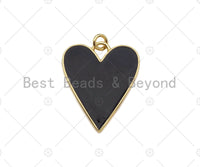 Gold Filled Black White Red Blue Enamel Heart Pendant, 18K Gold Filled Enamel Heart, Colorful Enamel Heart, 22x27mm, Sku#L504