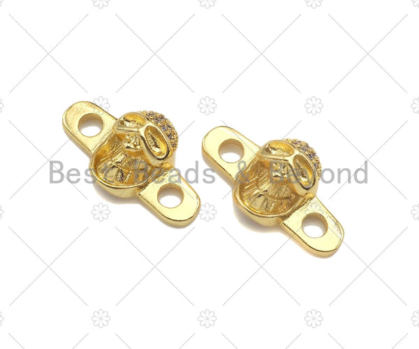 CZ Micro Pave Skull Connector,18K Dainty Gold Cubic Zirconia Charm, Necklace Bracelet Charm Pendant,11x20mm, Sku#LK258