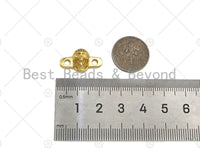 CZ Micro Pave Skull Connector,18K Dainty Gold Cubic Zirconia Charm, Necklace Bracelet Charm Pendant,11x20mm, Sku#LK258