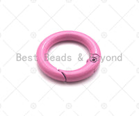 20mm/24mm Colorful Enamel Round Ring Spring Clasp, Easy open Spring Gate, Black/Yellow/Pink/White/Blue/Green/Brown Spring Gate, Sku#H315