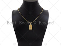 CZ Micro Pave Virgin Mary On Arched Door Shape Pendant/Charm,Cubic Zirconia Charm, Necklace Bracelet Charm Pendant,14x27mm, Sku#LD28