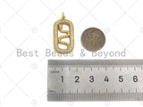 CZ Micro Pave Snake On Oval Shape Pendant/Charm,Cubic Zirconia Gold Charm, Necklace Bracelet Charm Pendant,15x28mm, Sku#LD31