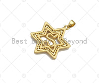 CZ Micro Pave Snake On Star Shape Pendant/Charm,Cubic Zirconia Gold Charm, Necklace Bracelet Charm Pendant,26x30mm, Sku#LD33