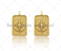 18k Dainty Gold North Star On Rectangle Shape Pendant,Gold Medallion Charm,Necklace Bracelet Charm Pendant,16x26mm,Sku#LK289