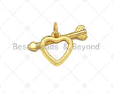 18K Gold Heart With Arrows Shape Toggle Clasp, Necklace Bracelet Clasp/Connetor,20x11mm, Sku#Z1293