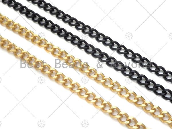 Matte Gold Black 6x8mm Cuban Curb Chain by Yard, Cuban Chain, Matte Finish Chain, Wholesale bulk Chain, sku#M403