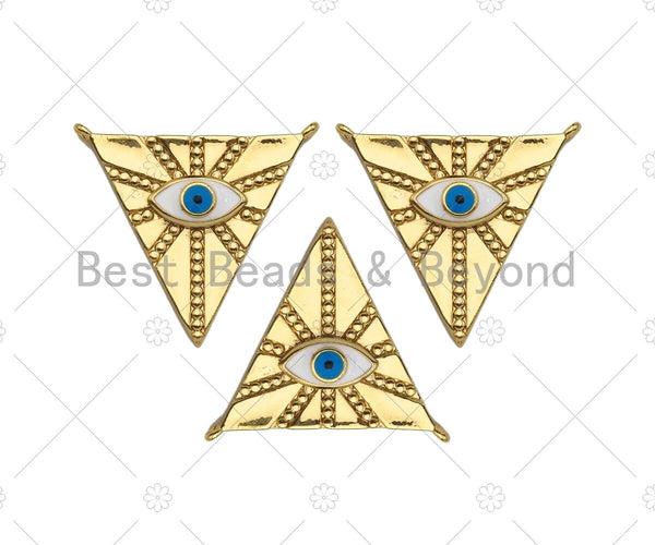 Enamel Evil Eye On Triangle Shape Pendant,18K Dainty Gold Charm, Necklace Bracelet Charm Pendant,26x24mm, Sku#F1372