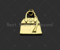 18K Dainty Gold Fashion Bag Shape Pendant/Charm,Gold Bag Medallion Charm, Necklace Bracelet Charm Pendant,18x17mm, Sku#LK232 Bestbeads&Beyond