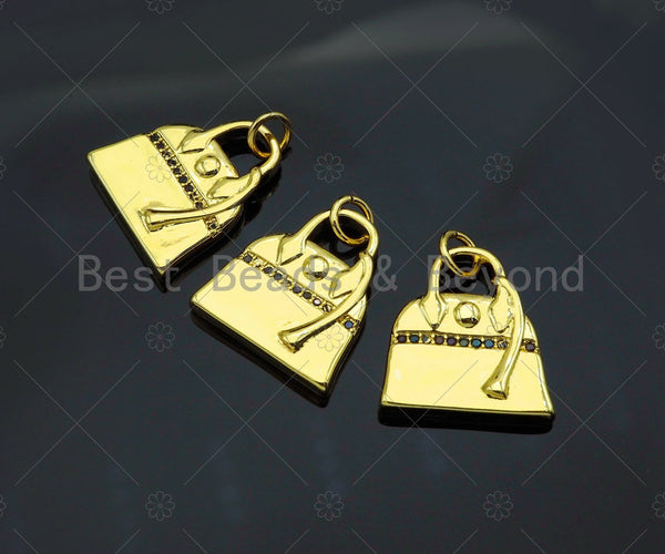 18K Dainty Gold Fashion Bag Shape Pendant/Charm,Gold Bag Medallion Charm, Necklace Bracelet Charm Pendant,18x17mm, Sku#LK232
