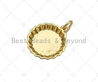 18K Dainty Gold Be Free Words On Round Bottle Cap Shape Pendant/Charm,Daint Medallion Charm, Necklace Bracelet Charm,17x15mm, Sku#F1361