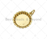 18K Dainty Gold Be Free Words On Round Bottle Cap Shape Pendant/Charm,Daint Medallion Charm, Necklace Bracelet Charm,17x15mm, Sku#F1361