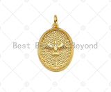 18K Dainty Gold Eagle On Oval Shape Pendant/Charm,Eagle Medallion Charm, Necklace Bracelet Charm Pendant, 20x14mm, Sku#F1363