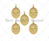 18K Dainty Gold Eagle On Oval Shape Pendant/Charm,Eagle Medallion Charm, Necklace Bracelet Charm Pendant, 20x14mm, Sku#F1363