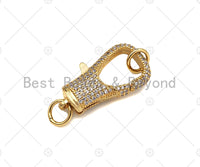 Full CZ Micro Pave Lobster Claw Clasp/Link Connector with Jump Ring, Pave Claw Clasp, Diamond Pave Clasp, 27x14mm,Sku#H307