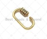 18K Gold Love Word On Oval Shape Screw Clasp, Oval Connector, Gold Carabiner Clasp, 17x29mm, Sku#K173 Bestbeads&Beyond