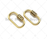 18K Gold Love Word On Oval Shape Screw Clasp, Oval Connector, Gold Carabiner Clasp, 17x29mm, Sku#K173 Bestbeads&Beyond