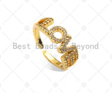 CZ Micro Pave Love Word Ring, Dainty Gold Ring, Adjustable Ring, Minimalist Ring, Gold Open Ring, Letter Ring, sku#LD37