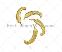 18k Dainty Gold Feather Shape Pendant, Earring Component,Necklace Bracelet Charm Pendant,12x31mm,Sku#Z1303