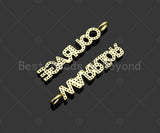 CZ Micro PaveWarrior Courage Grateful Words Pendant,Cubic Zirconia Gold Charm,Necklace Bracelet Charm Pendant,7x40mm,Sku#Z1307