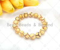 Quality Natural Yellow Tibetan Agate Stretchy Bracelet, 8mm/10mm/12mm Elastic Fit Round Smooth, 7.5'' Football Bracelet,Sku#U1125