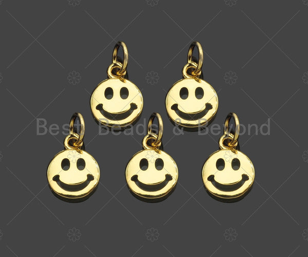 18K Dainty Gold Cute Smiley Face Shape Pendant/Charm,Smiley Face Charm, Necklace Bracelet Charm Pendant,8x10mm, Sku#Z1298