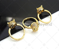 Gold Panther Adjustable Ring, Panther Gold Ring, Pave ring, Statement Ring, Dainty Leopard Head Ring, sku#LD46