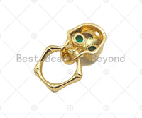 CZ Micro Pave Colorful Eye Skull Shape Pendant/Charm,Cubic Zirconia Charm, Necklace Bracelet Charm Pendant,29x13mm, Sku#LK261