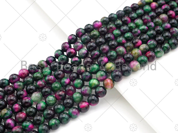 NEW COLOR!! Natural High Quality Ruby Zoisite Tiger Eye Beads,6mm/8mm/10mm/12mm Round Smooth,Red Green Color,15.5" Full Strand, Sku#UA215