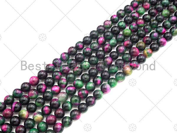 10mm Ruby Zoisite Beads, Round Green Pink Gemstone 38pcs/strand