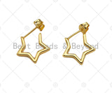 18K Gold Five Point Star Earrings, Star Shaped Earrings, Minimal Earrings,20x14mm,Sku#LD62