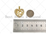 CZ Micro Pave Snake On Heart Shape Pendant/Charm,Cubic Zirconia Gold Charm, Necklace Bracelet Charm Pendant,21x21mm, Sku#LD32