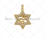 CZ Micro Pave Snake On Star Shape Pendant/Charm,Cubic Zirconia Gold Charm, Necklace Bracelet Charm Pendant,26x30mm, Sku#LD33