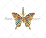 Colorful CZ Micro Pave Butterfly Shape Pendant/Charm,Cubic Zirconia Charm, Necklace Bracelet Charm Pendant,42x31mm, Sku#LD34 Bestbeads&Beyond