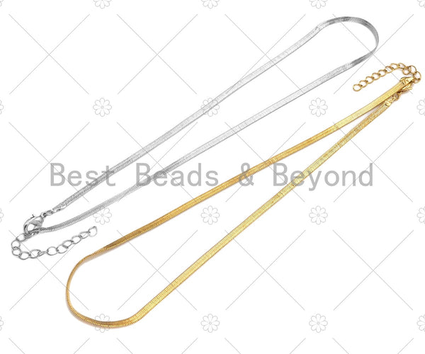 Herringbone Chain Gold Bold Necklace, 3mm/5mm wide Herringbone Chain for Layering Necklace, 18'',Sku#M383