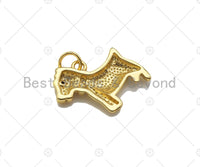 18K Dainty Gold Cute Puppy Shape Pendant, Necklace Bracelet Dog Charm Pendant, 14x19mm, Sku#F1390