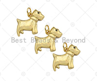 18K Dainty Gold Cute Puppy Shape Pendant, Necklace Bracelet Dog Charm Pendant, 14x19mm, Sku#F1390