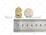 CZ Micro Pave Ox-head On Oval Shape Pendant/Charm,Cubic Zirconia Cow Head Charm, Necklace Bracelet Charm Pendant, 15x28mm, Sku#F1391