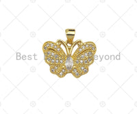 CZ Micro Pave Butterfly Shape Pendant,Cubic Zirconia Charm, Necklace Bracelet Charm Pendant, 21x15mm, Sku#JL28