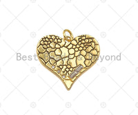 18K Dainty Gold Fissure On Heart Shape Pendant,Gold Medallion Charm, Necklace Bracelet Charm Pendant, 23x20mm, Sku#L557